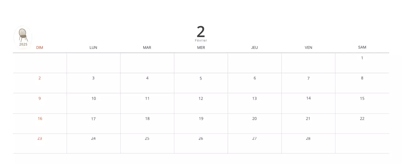 Calendrier intérieur minimaliste beige