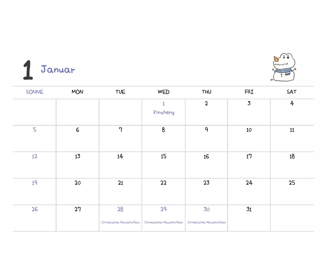 Ein Kalender mit einem niedlichen Ago-Illustrationskonzept
