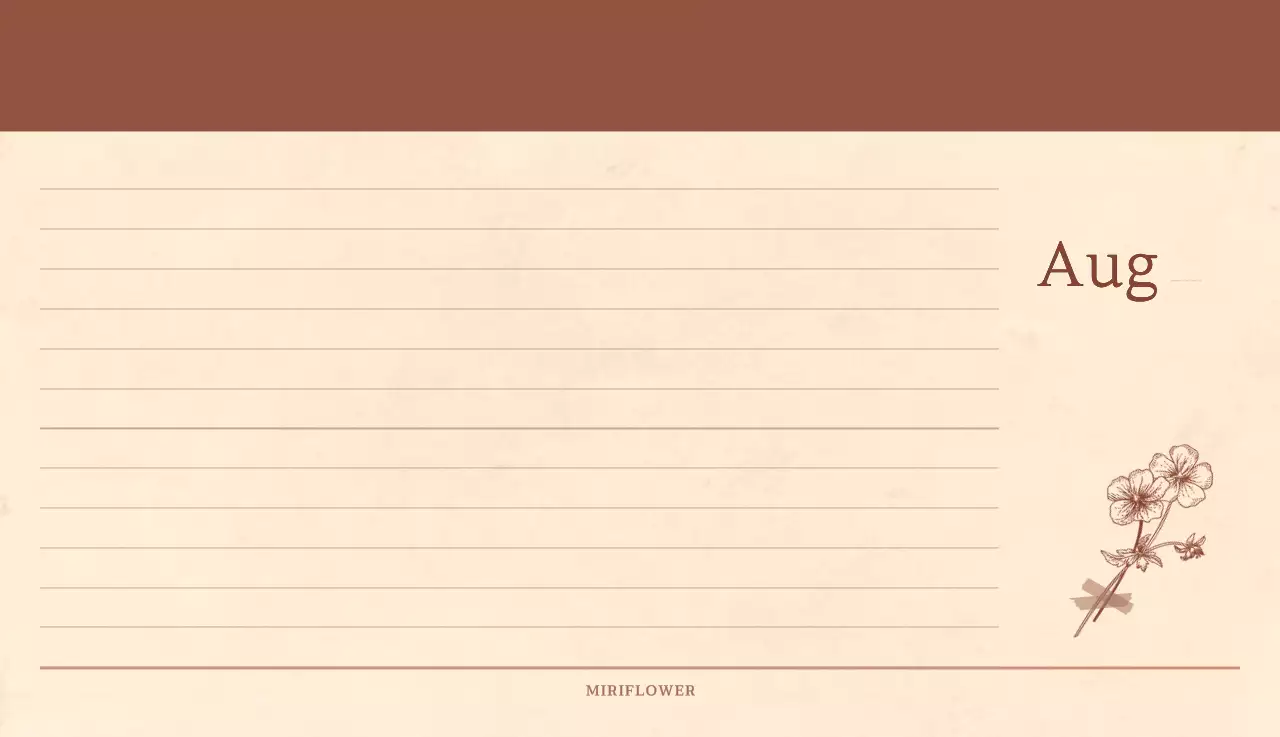 Kalender toko bunga sentimental dengan konsep kertas tenun berwarna coklat muda dan coklat