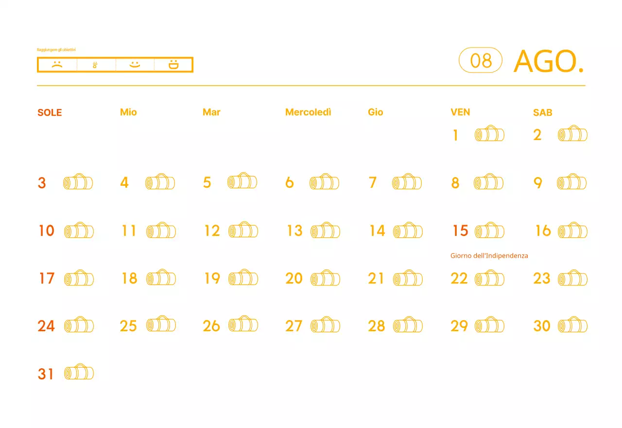 Calendario promozionale arancione dello yoga minimalista
