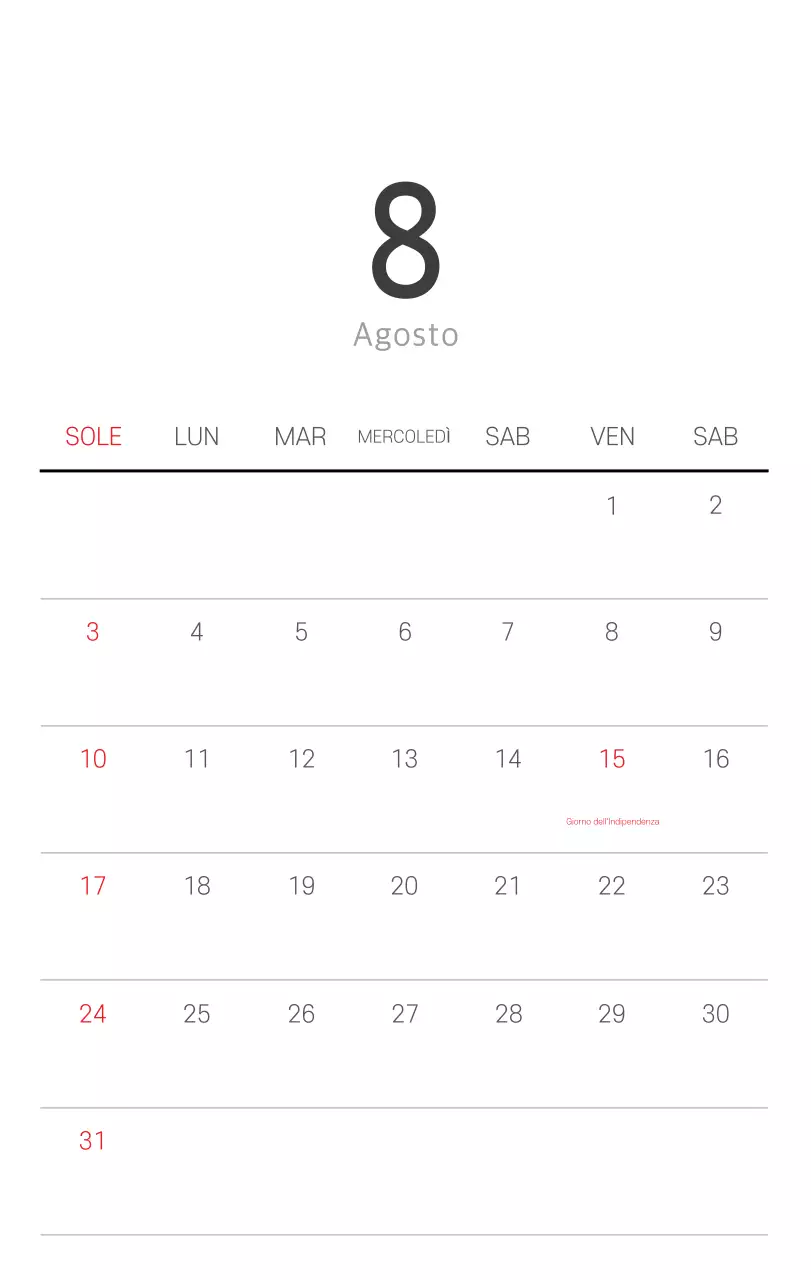 Calendario botanico naturale bianco e pulito