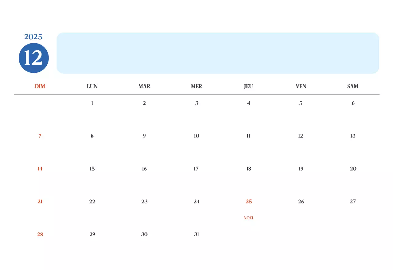 Calendrier hospitalier moderne bleu