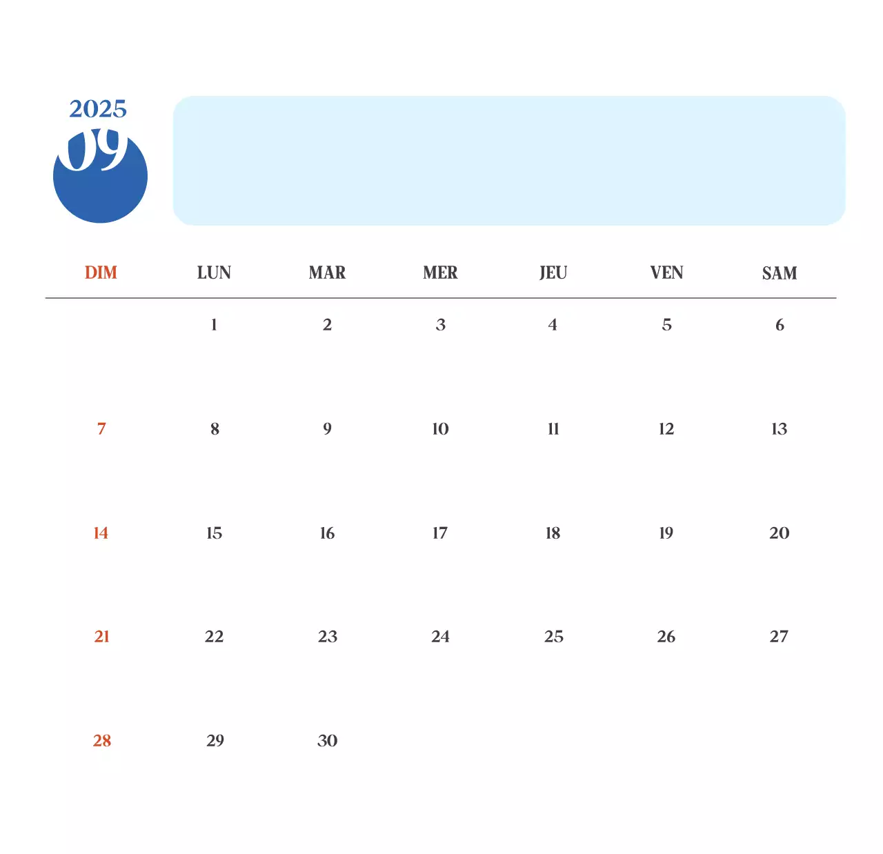 Calendrier hospitalier moderne bleu