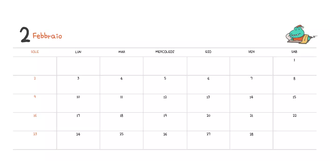 Un calendario con un simpatico concetto di illustrazione di Ago