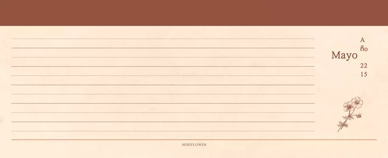 Un calendario sentimental de floristería en papel de lana marrón claro y marrón concepto