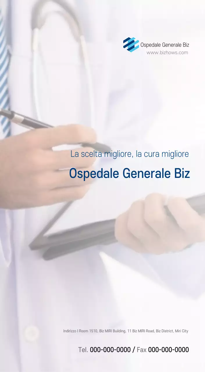 Calendario promozionale dell'ospedale semplice, bianco e blu