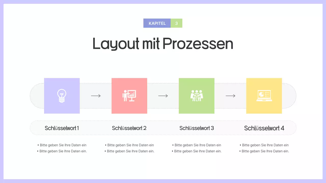 Prospekt mit einfachen Formen in Lila und Grau