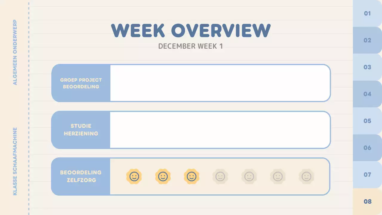 blauwe effen klassenplanner
