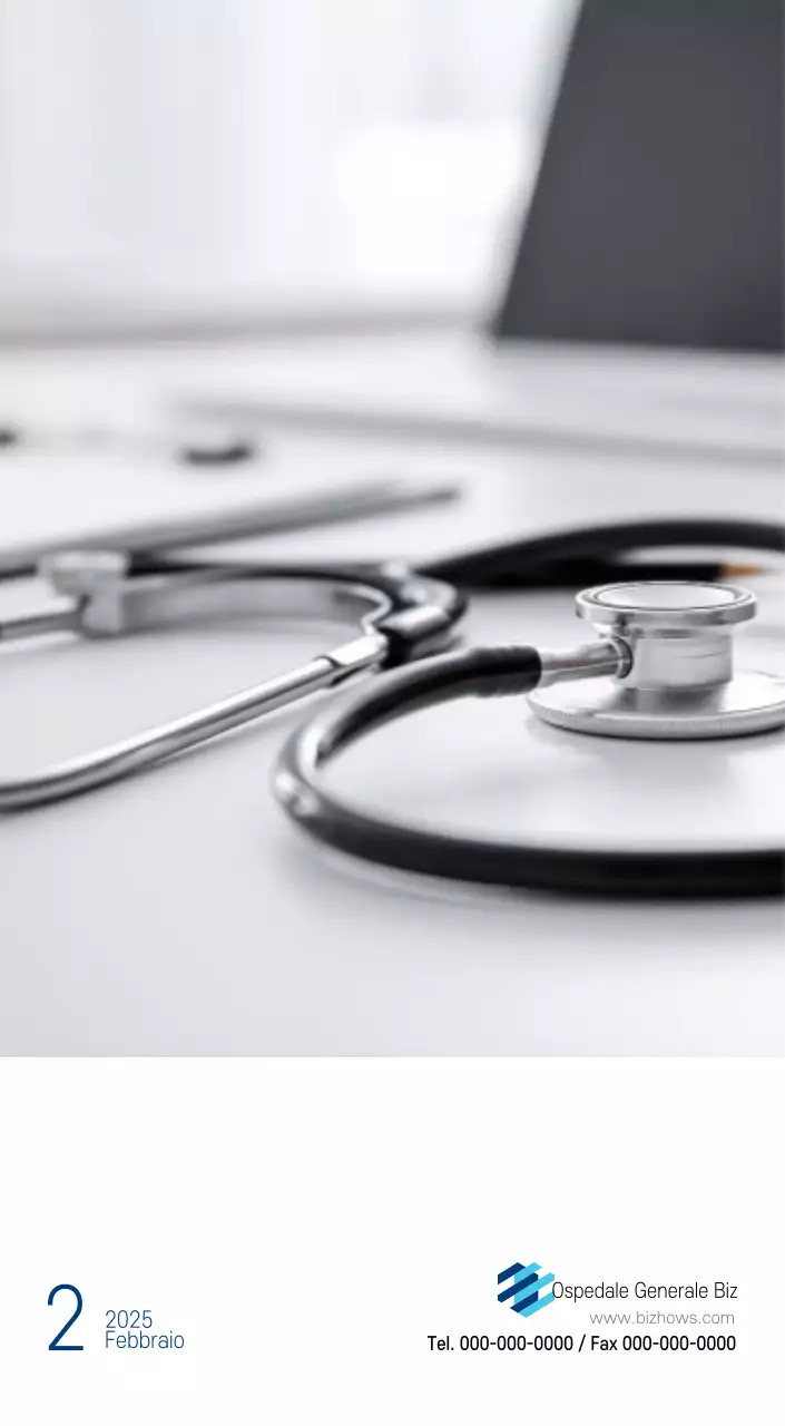 Calendario promozionale dell'ospedale semplice, bianco e blu