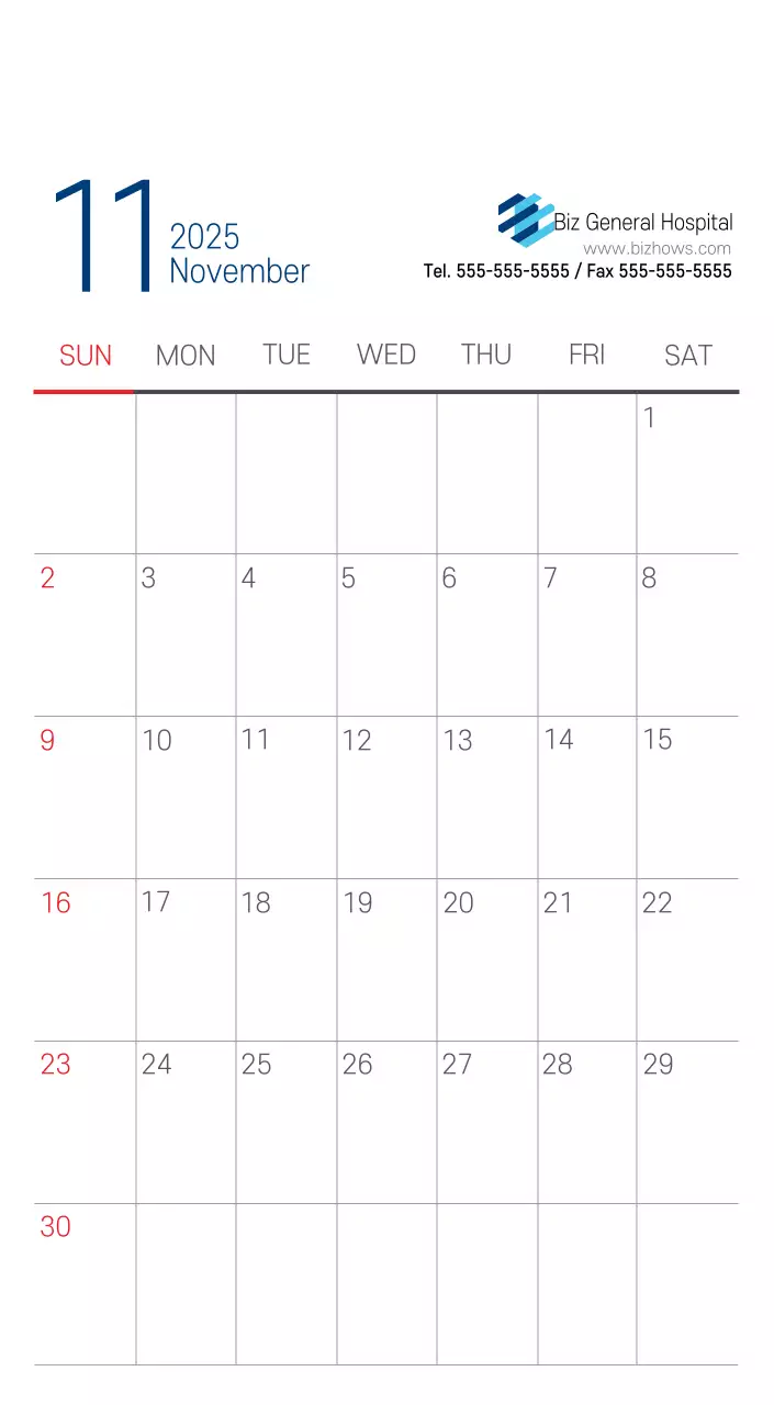 Navy White Simple Hospital Promotional Calendar