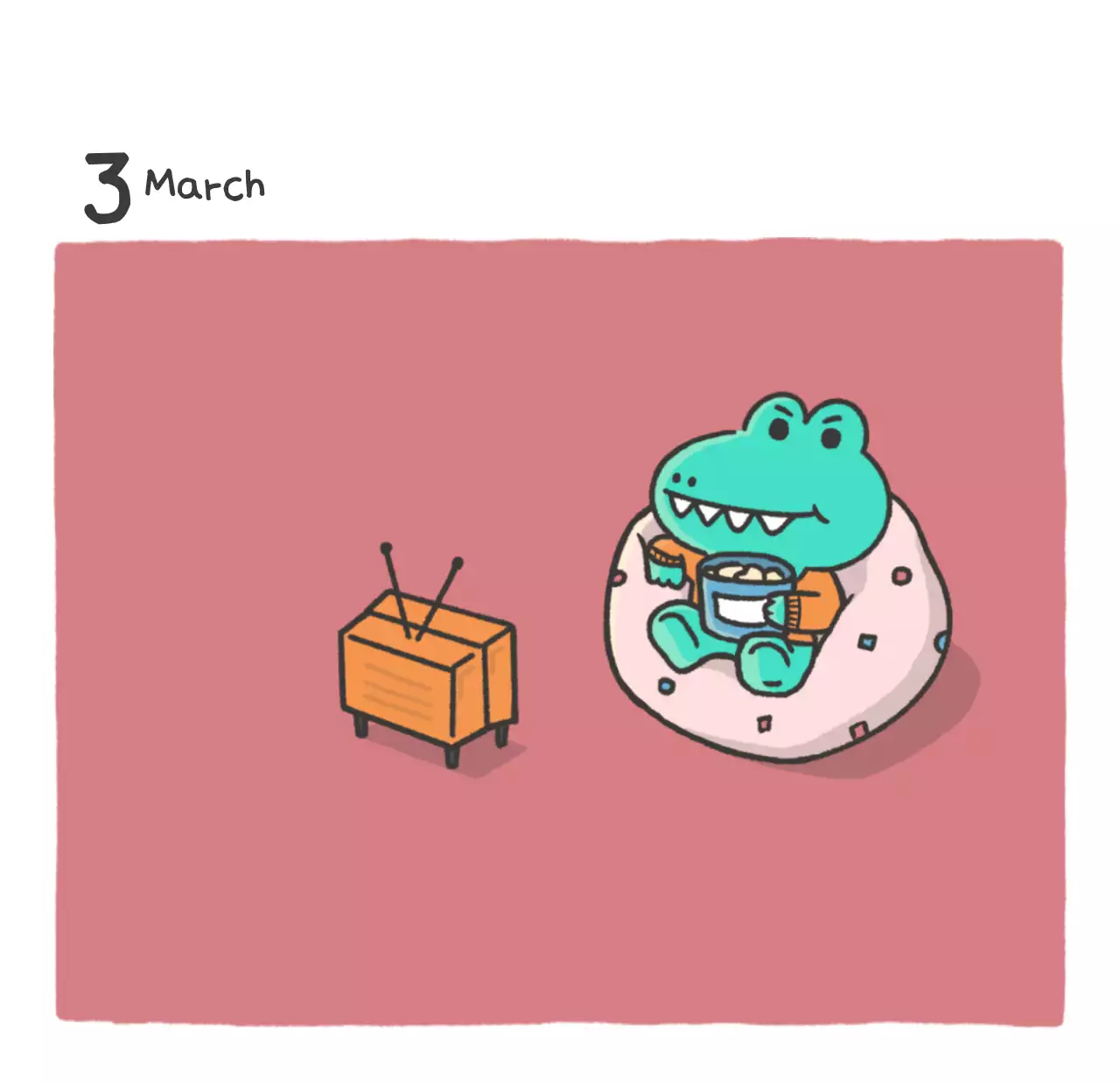 Kalender dengan konsep ilustrasi Ago yang lucu