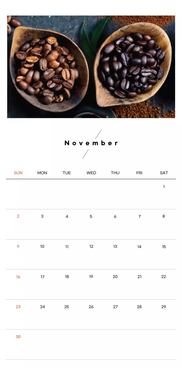 Minimalist coffee calendar