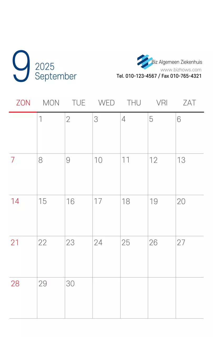 Navy Witte Eenvoudige Ziekenhuis Promotiekalender