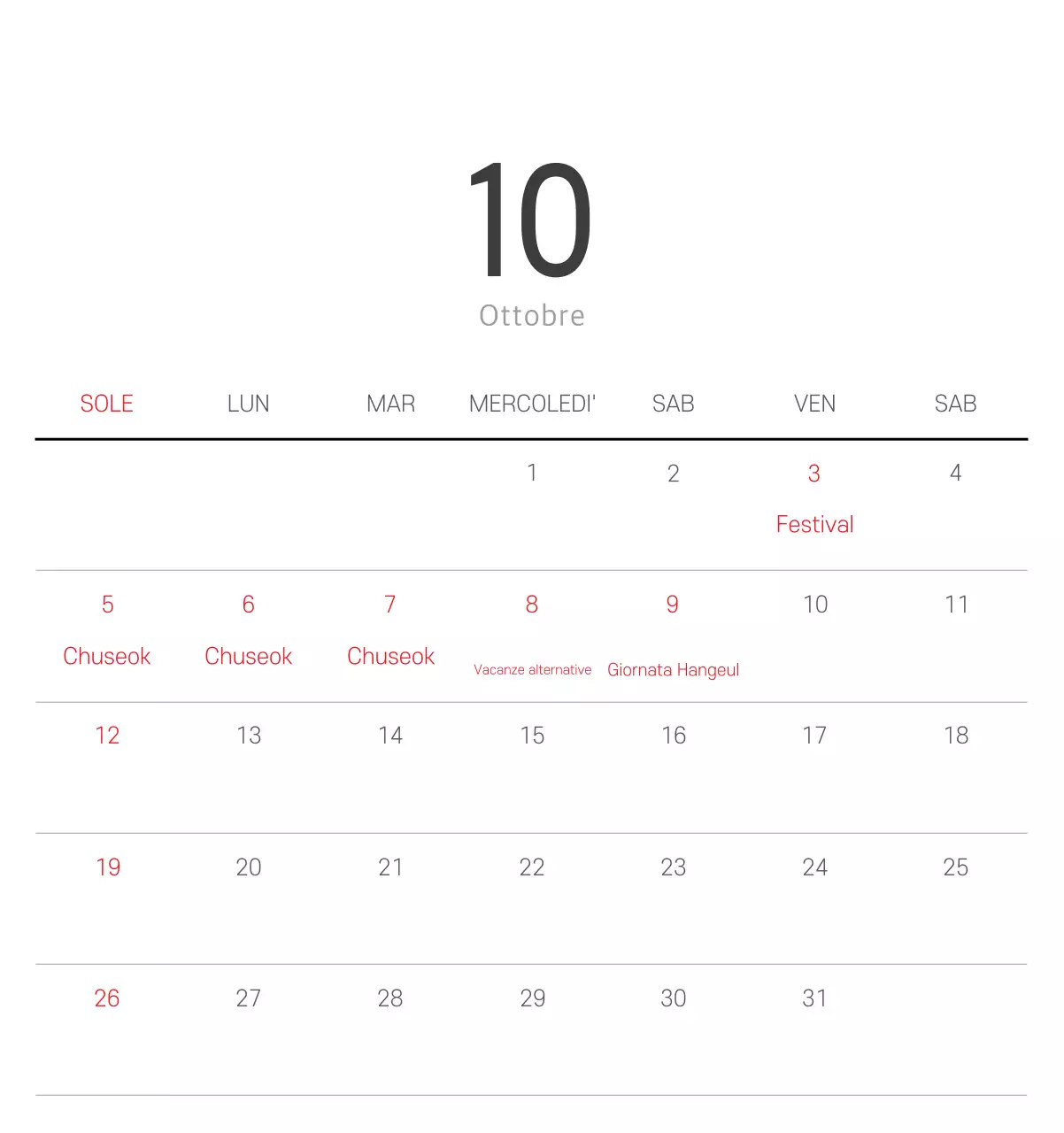 Calendario botanico naturale bianco e pulito