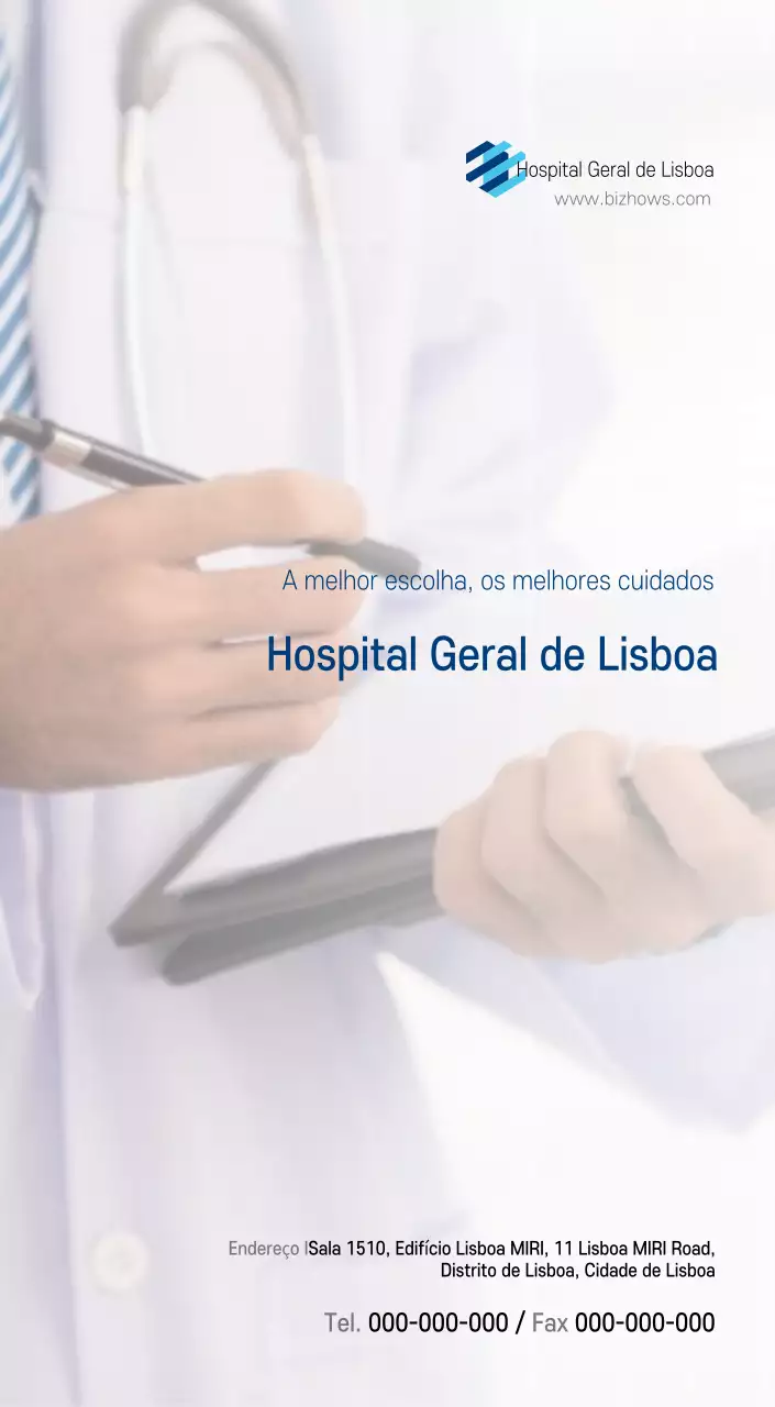 Calendário promocional hospitalar simples branco-marinho