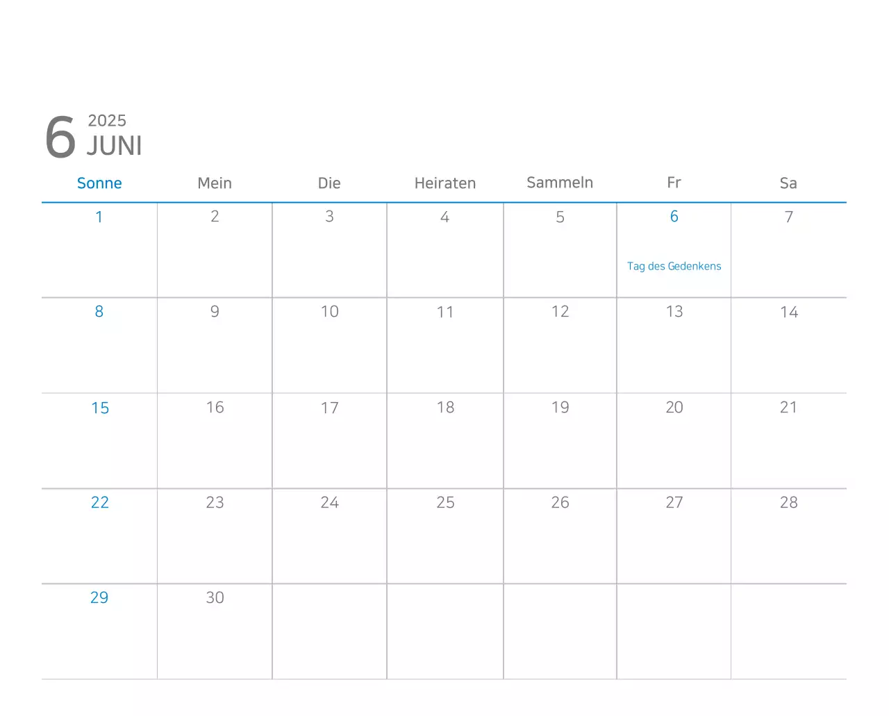 Blauer moderner Kalender Kalender