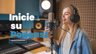 guía de podcasts blue modern