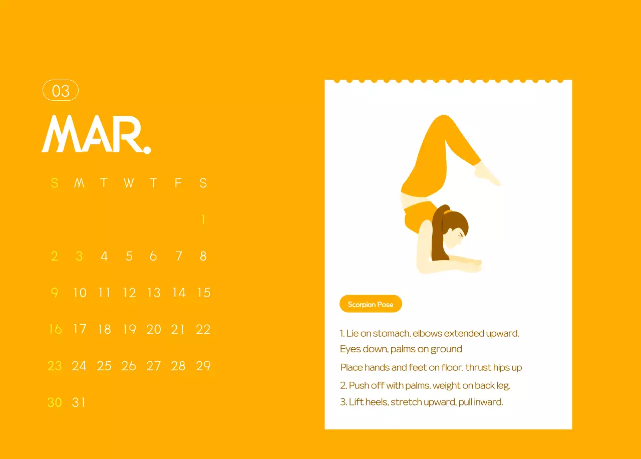 Kalender Promosi Yoga Minimalis Oranye