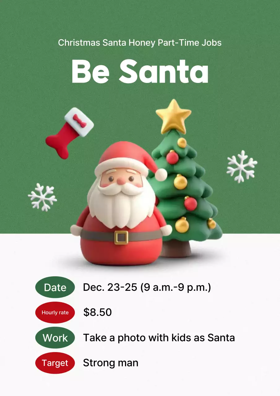 Poster quảng cáo việc làm Ông già Noel lễ hội xanh