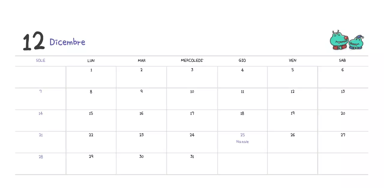 Un calendario con un simpatico concetto di illustrazione di Ago
