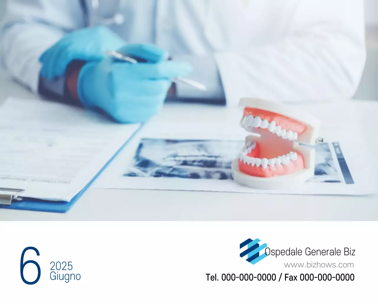 Calendario promozionale dell'ospedale semplice, bianco e blu