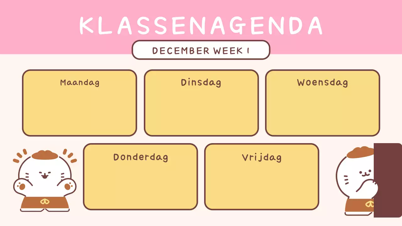 Eenvoudige gele klassenagenda voor school