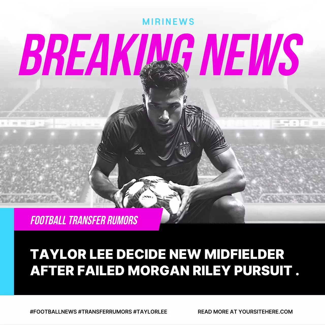 핑크 모던 축구 뉴스 소셜 미디어 게시물