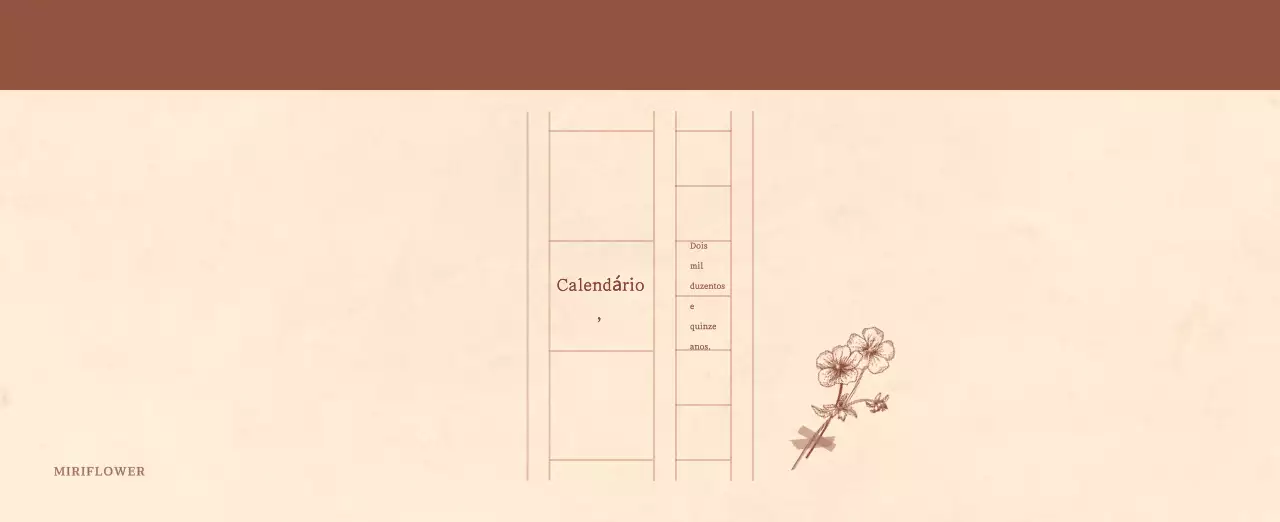 Um calendário florista sentimental num conceito de papel de lã castanho claro e castanho