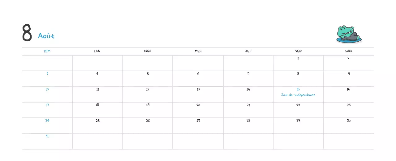 Un calendrier avec un concept d'illustration Ago mignon
