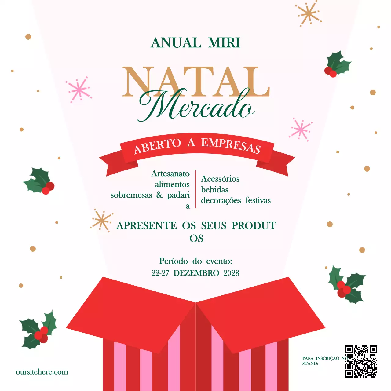 Convite elegante para o mercado de Natal