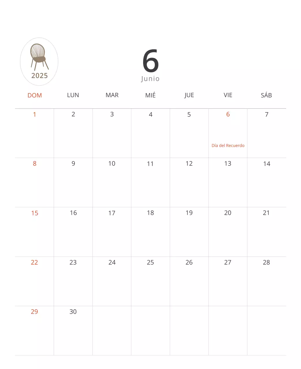 Calendario interior minimalista beige