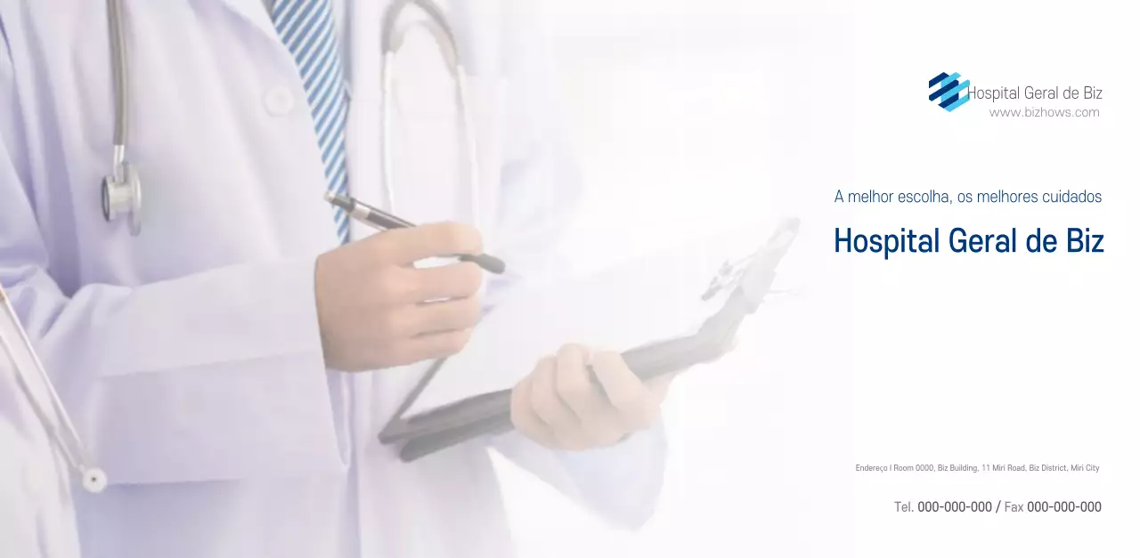 Calendário promocional hospitalar simples branco-marinho