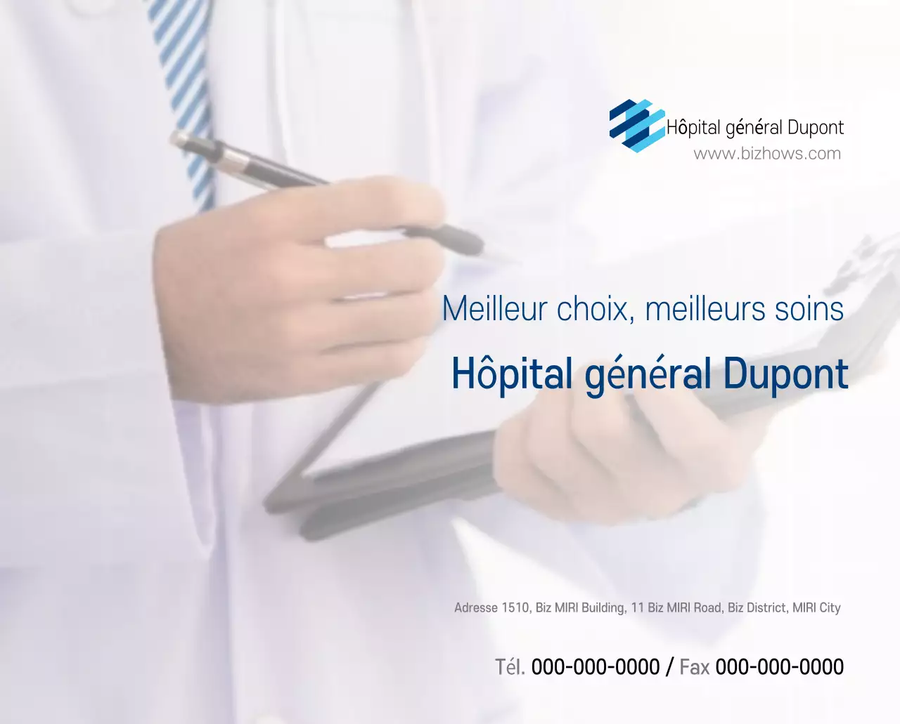 Calendrier promotionnel d'hôpital simple blanc marine