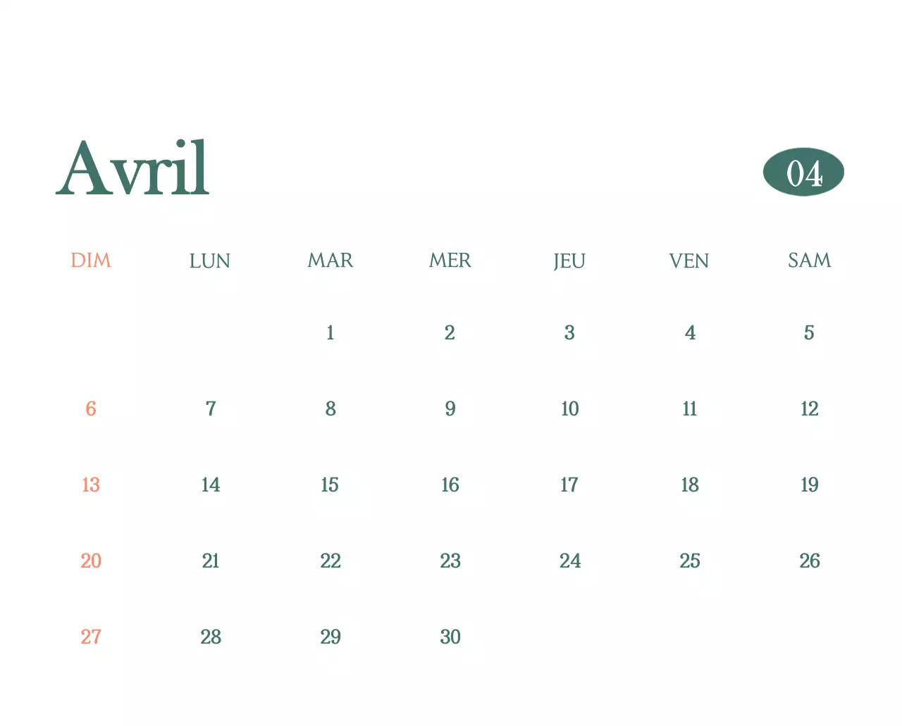 Un calendrier moderne pour les cafés avec des recommandations sur la boisson du mois.