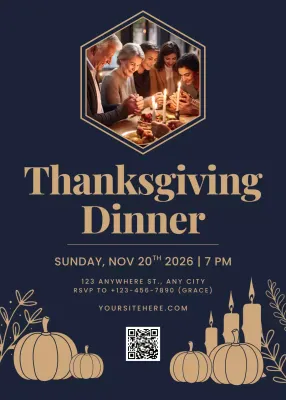 Navy Traditional Thanksgiving Invitation Poster