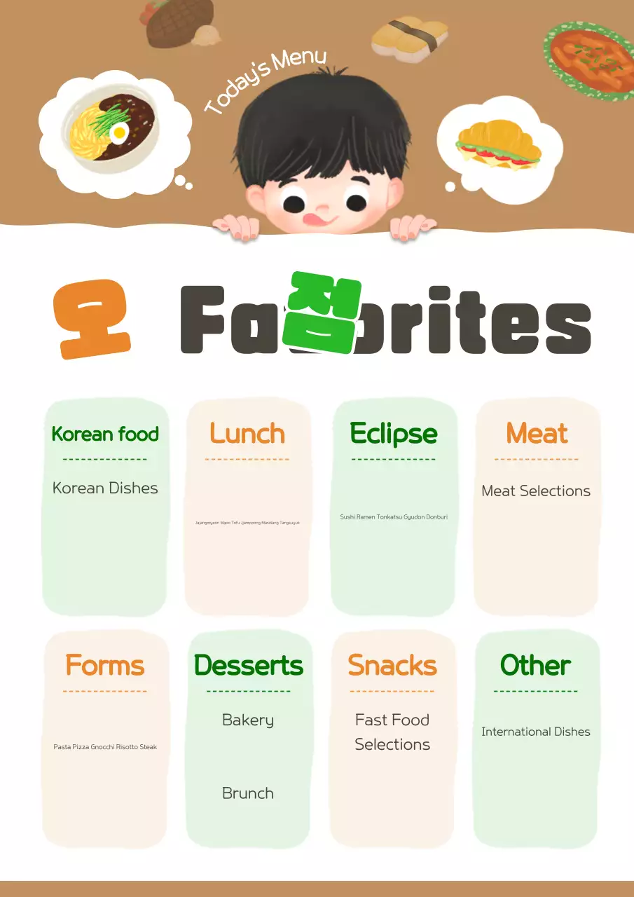 Poster Thực đơn đồ ăn dễ thương màu xanh lá cây