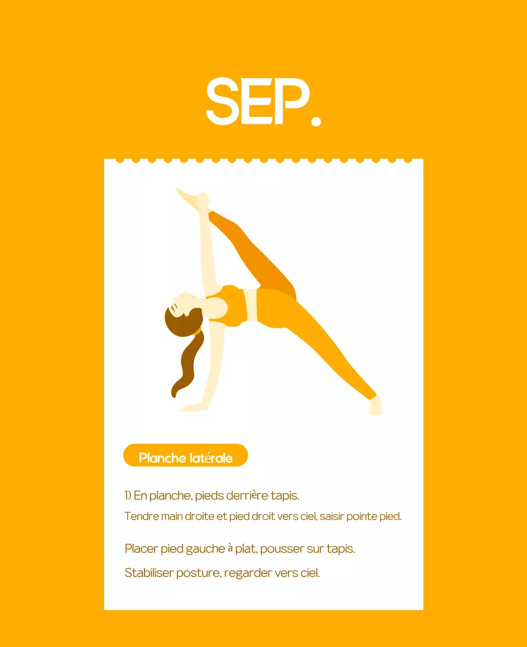 Calendrier promotionnel de yoga minimaliste orange