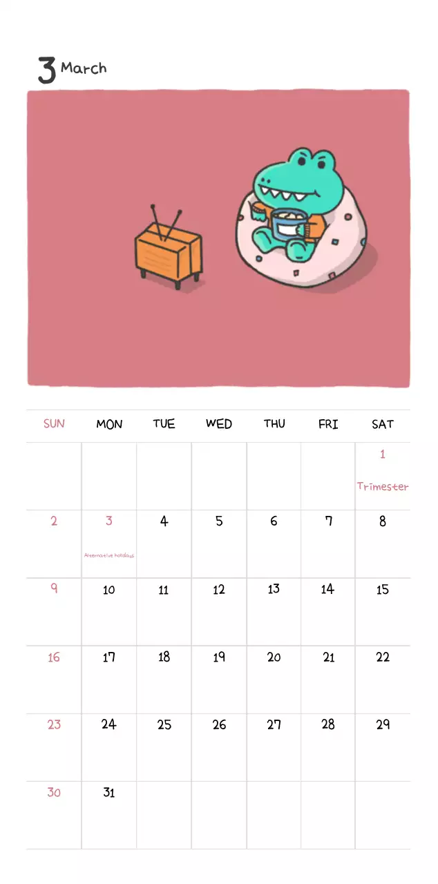 A calendar with a cute Argo illustration concept
