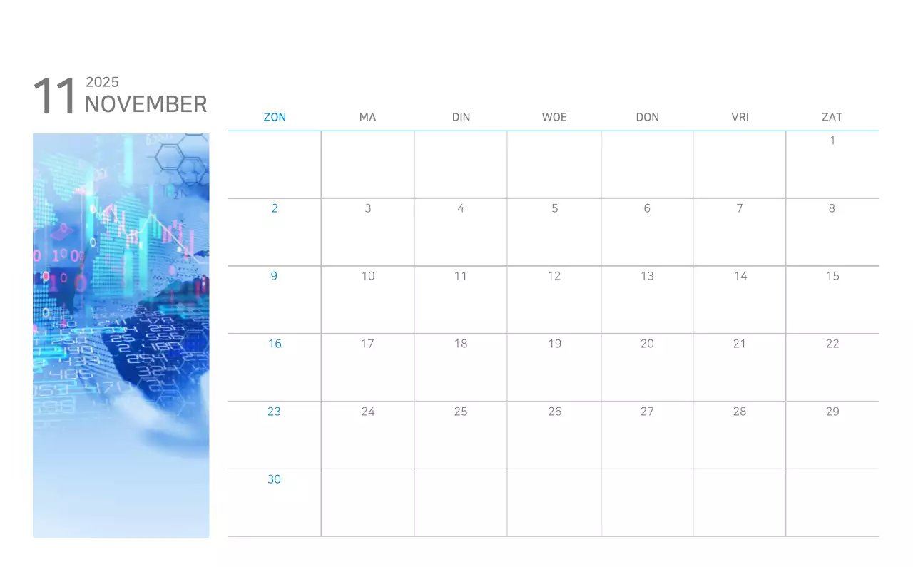 Blauwe minimalistische kalender
