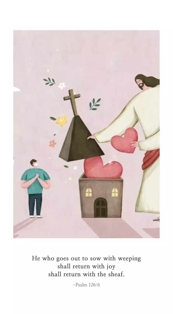 Ilustrasi gereja yang bersih dengan warna pastel