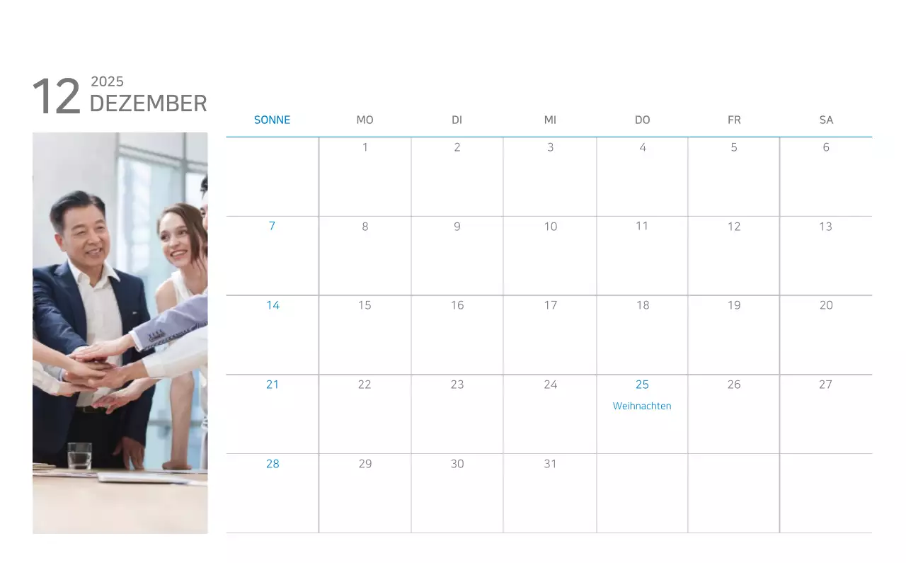 Blauer minimalistischer Kalender