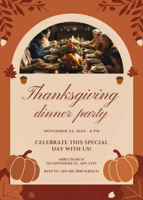 Orange Traditional Thanksgiving Invitation Poster