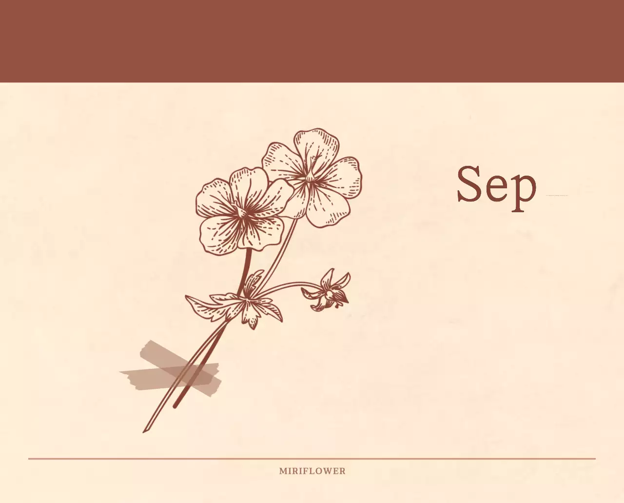 Kalender toko bunga sentimental dengan konsep kertas tenun berwarna coklat muda dan coklat