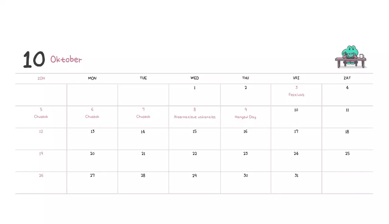 Een kalender met een schattig Ago-illustratieconcept