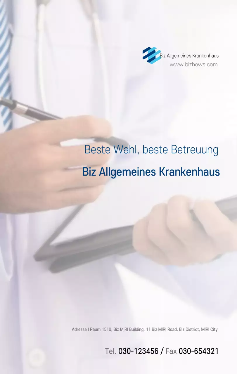 Marineblauer einfacher Krankenhaus-Werbekalender