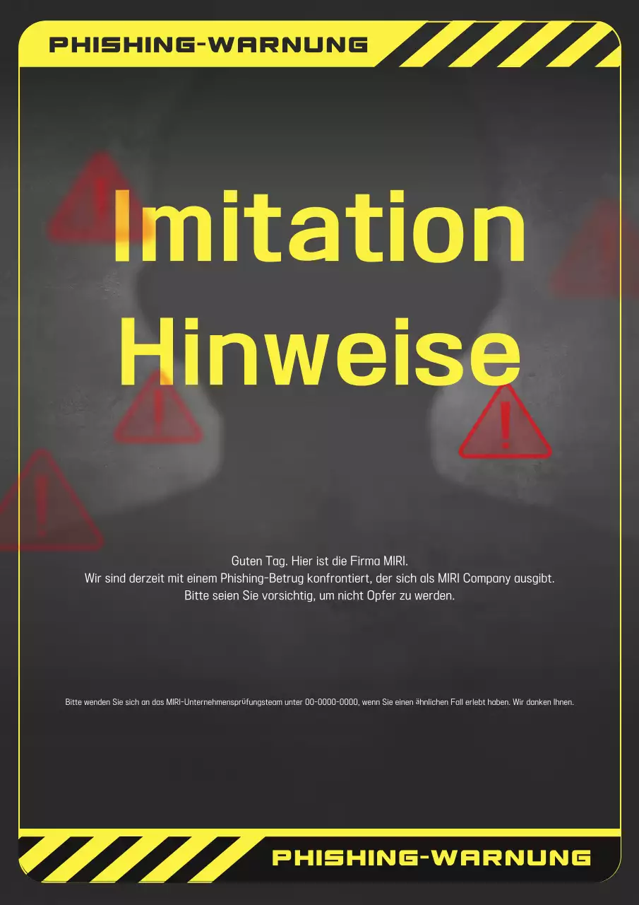 Gelb markiertes Phishing - Vorsicht!