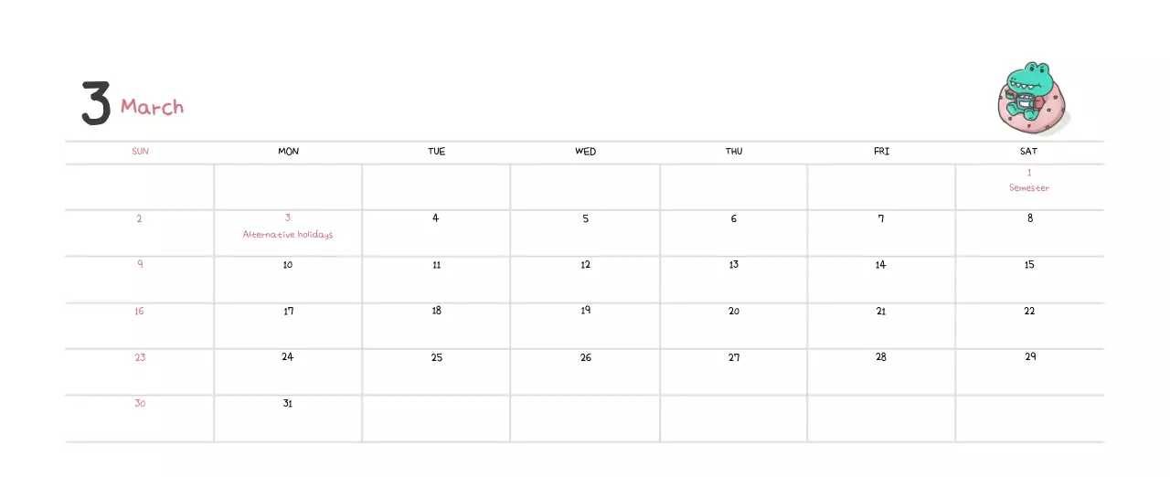 A calendar with a cute Argo illustration concept