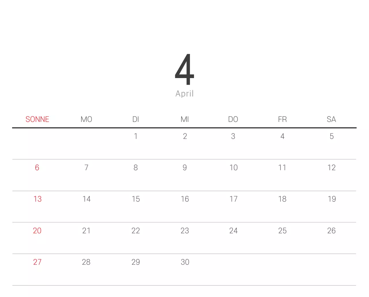 Weißer sauberer botanischer Naturkalender