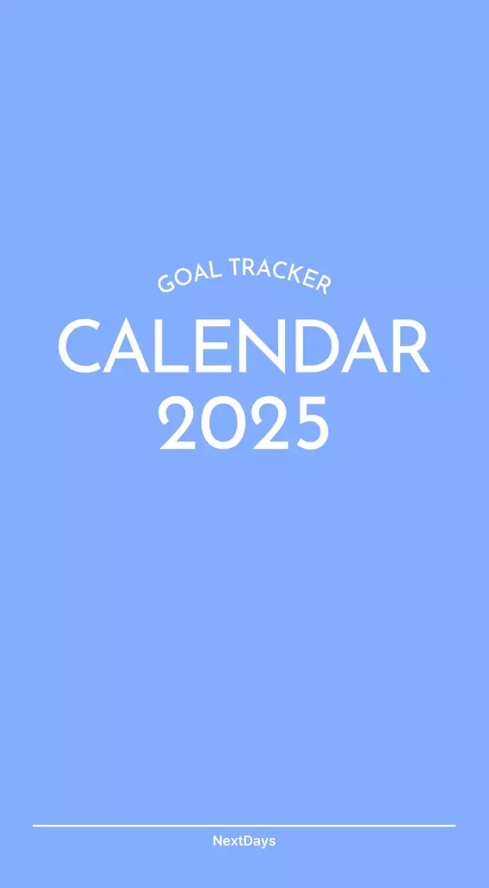 Photo goal tracker calendar with a splash of blue