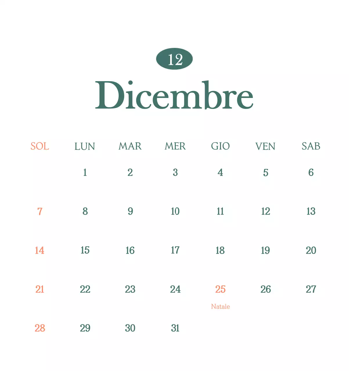 Un moderno calendario dei caffè con i consigli per la bevanda del mese